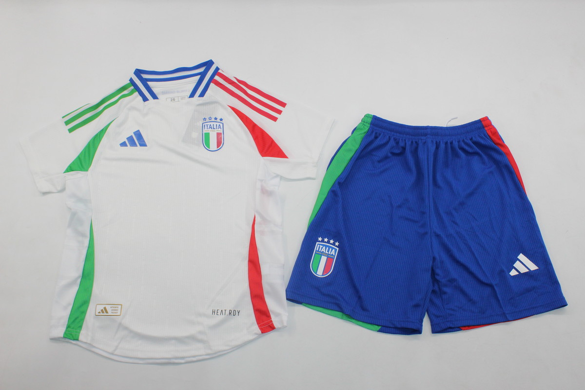 Kids-Italy 2024 Euro Away White Soccer Jersey(Player)